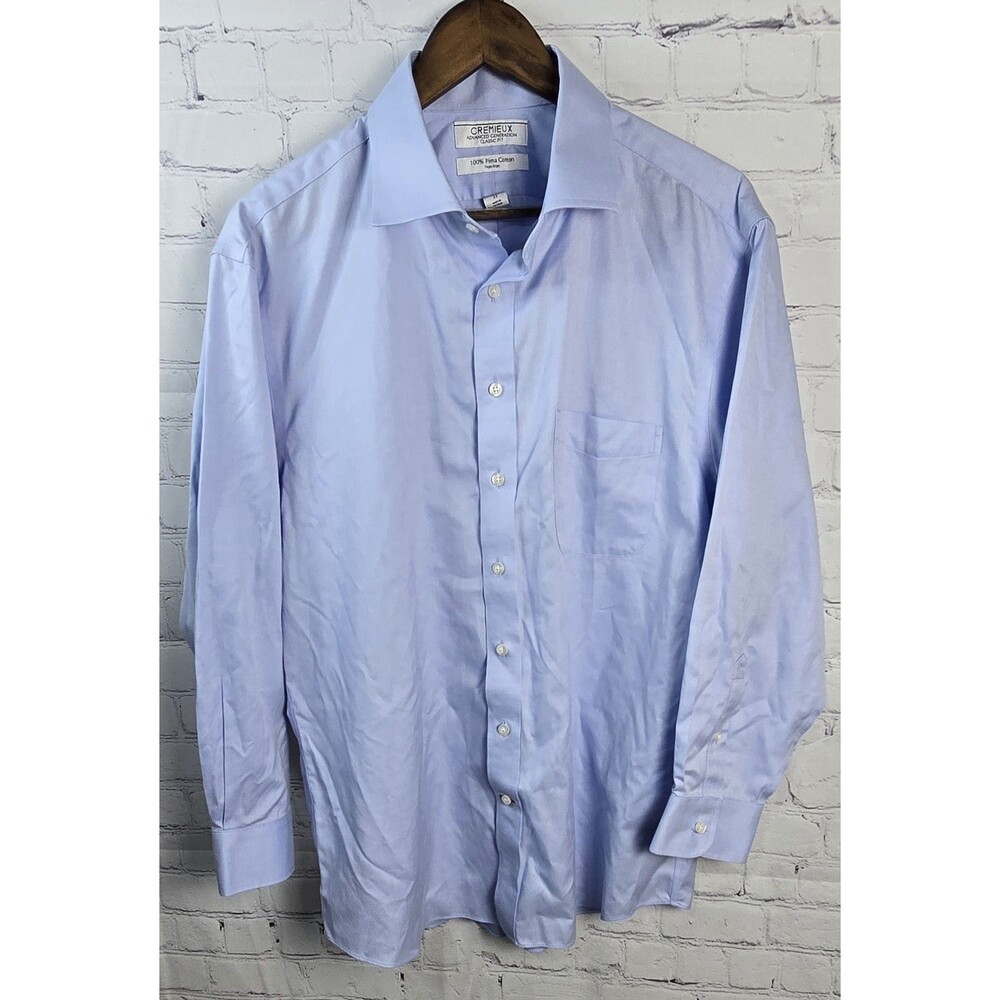 Cremieux Men's Button Up Dress Shirt Classic Fit 100% Pima Non Iron Sz 17/33